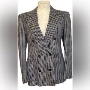Burberrys’- Double-Breasted Dogtooth Check All Wool Suit Jacket size 6 vintage